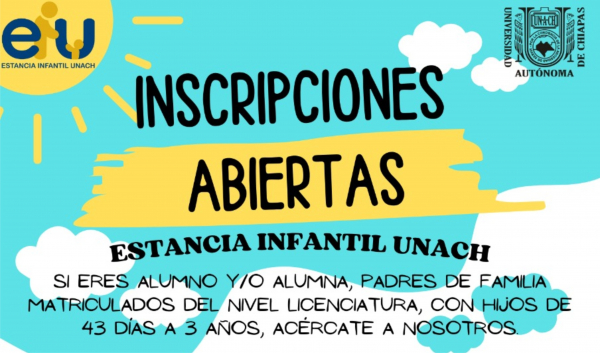 Inscripciones abiertas para la Estancia Infantil UNACH